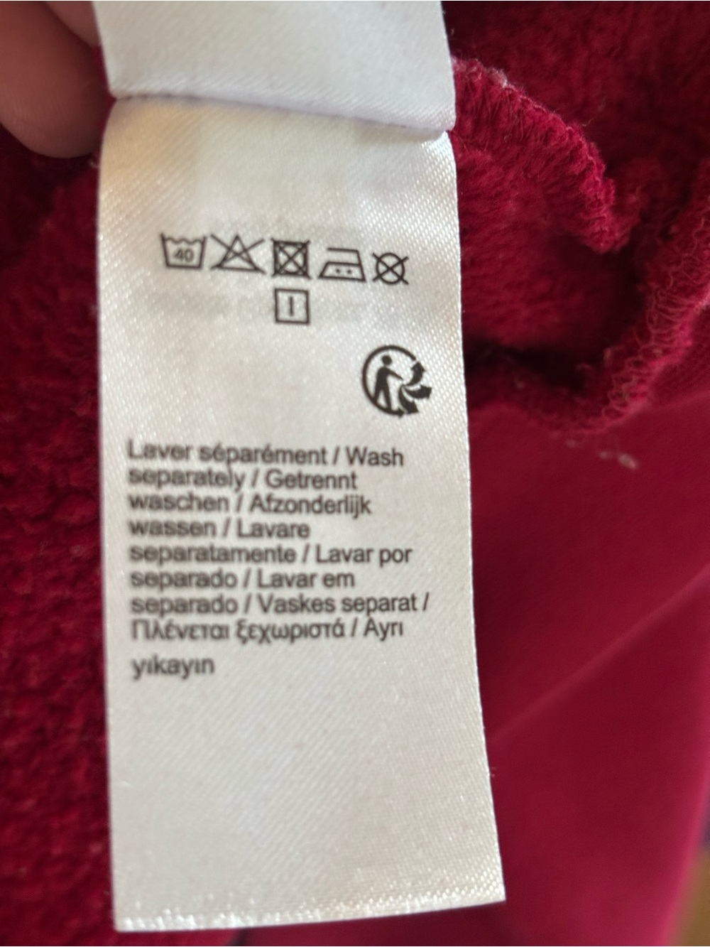 Lacoste Sport Fleece Pullover Hoodie Red Size Large Embroidered Croc Logo - Picture 7 of 12